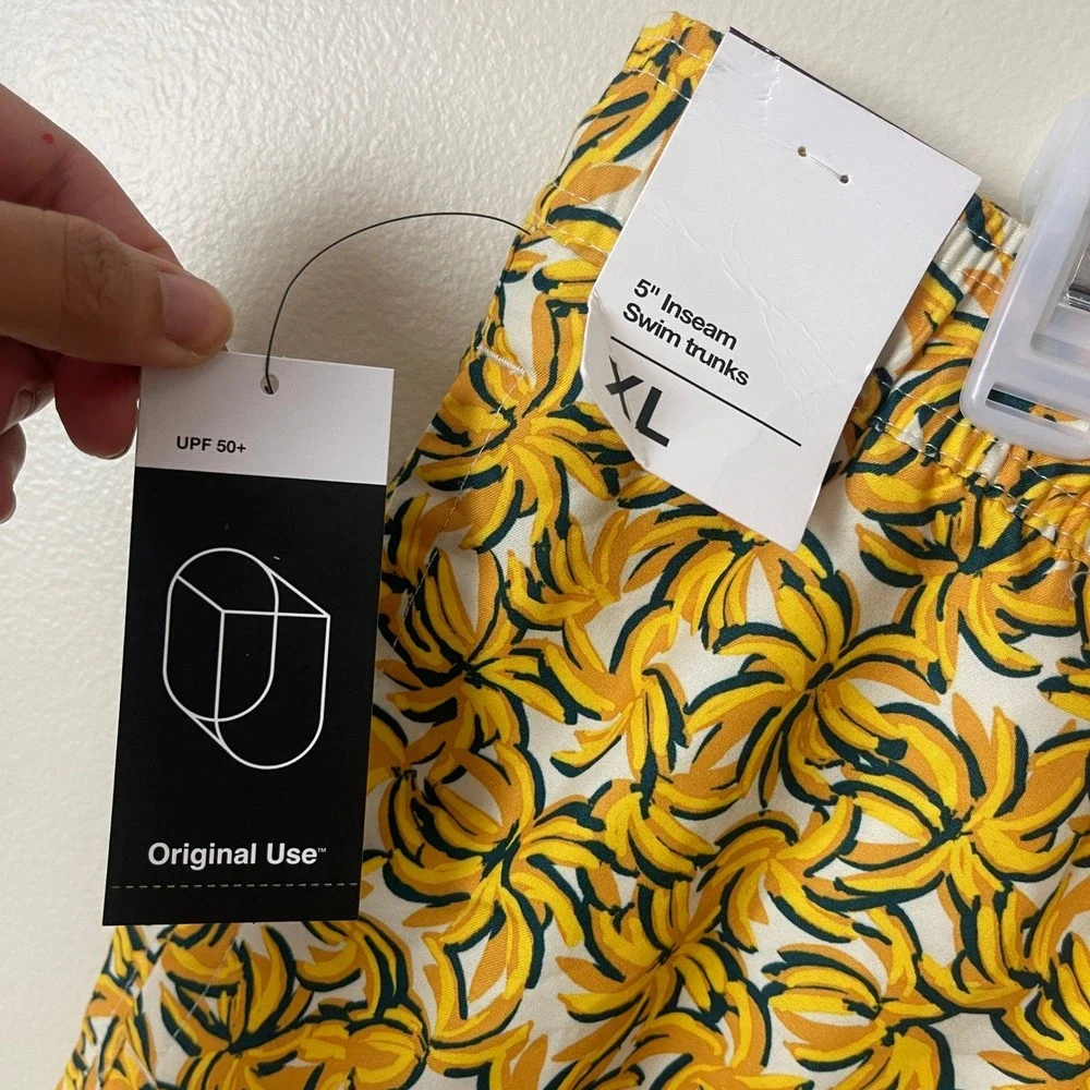 Original Use Mens Banana Print Swim Trunks Yellow 5